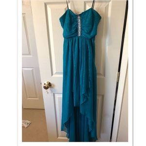 Turquoise high low prom dress size 2